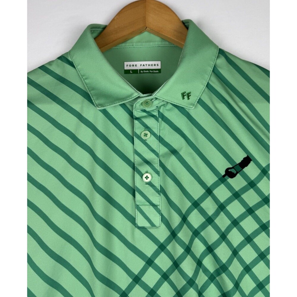 Fore Fathers Golf Polo Large Performance Golf Short Sleeve Green Stretch